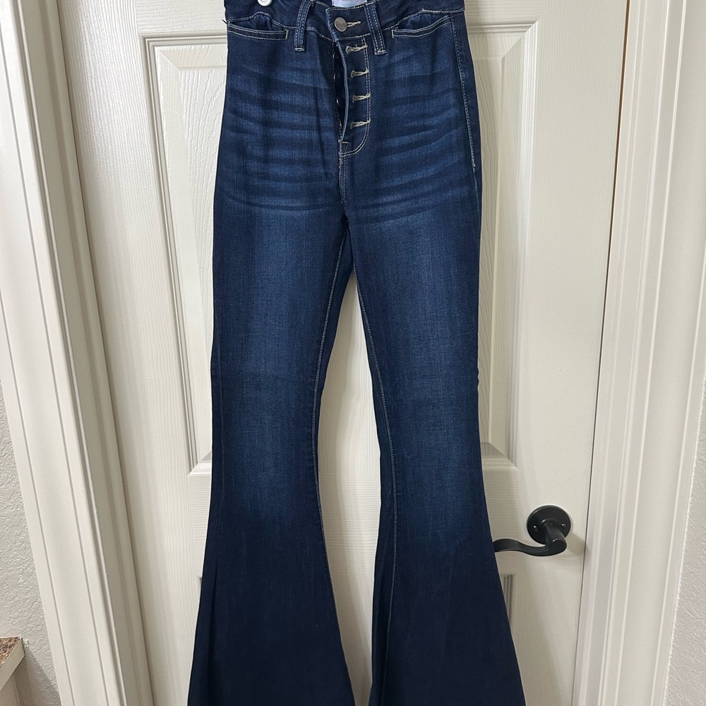 Pink Lily Dark Blue Flare Jeans